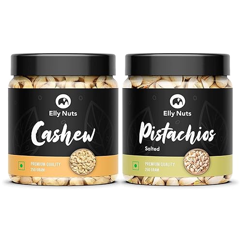 Miniatura 1 de NID Elly Nuts Combo Pack of 500 gms Cashew Nuts Kaju & Roasted Salted Shelled Pistachio Combo Pack 250 gms Each  Salted Pista & Kaju Jar Pack