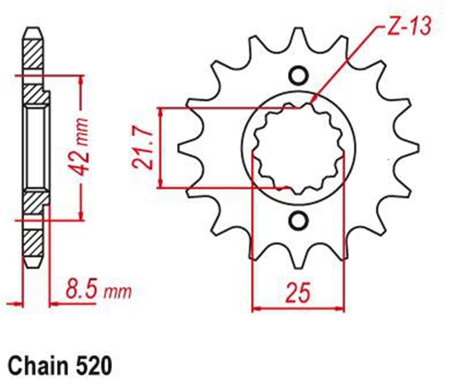 Moto Pignon Pignon De Sortie Boîte 520-16T pour Suzuki GS500 E-R,S,T,V,W 1994-1998 Et F-K4,K5,K6,K7,K8,K9,L0 2004-2010