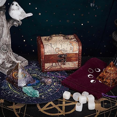 CREATCABIN Pentagram Altar Cloth Kit Tapestry Tablecloth Pendulum Mats Divination Pad Spiritual Cloth With Tarot Card Bag Square Celestial Tarot Witchcraft Supplies Witch Decor for Witch 19.29 Inch - Image 4