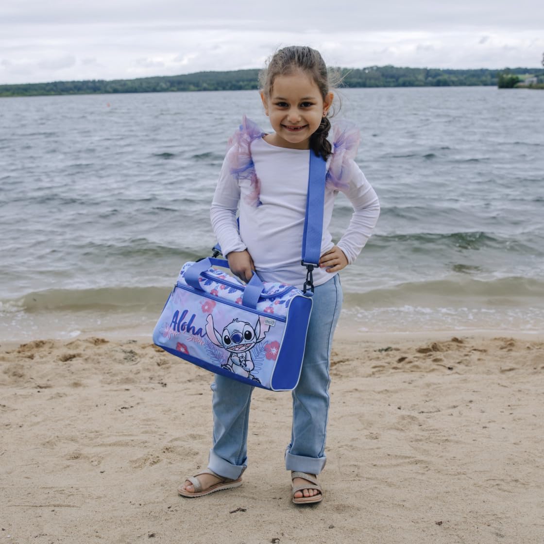 Undercover Borsa da sport per bambini Disney Stitch - Personalizzata con nome - Piccolo borsone da viaggio Weekender per ragazza