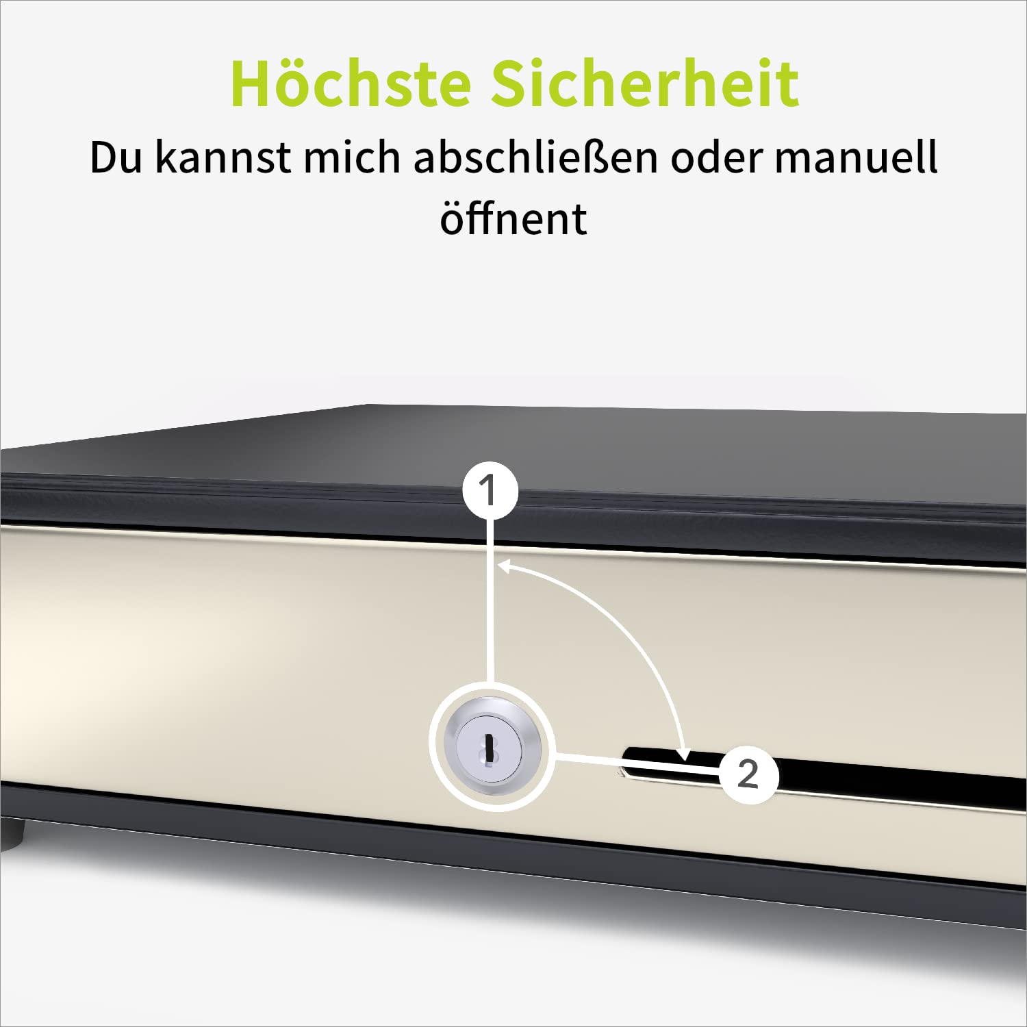 ACROPAQ Kassenschublade 33 x 33 cm Manuell Push Öffnung Unterbau Schwarz Edelstahlfront