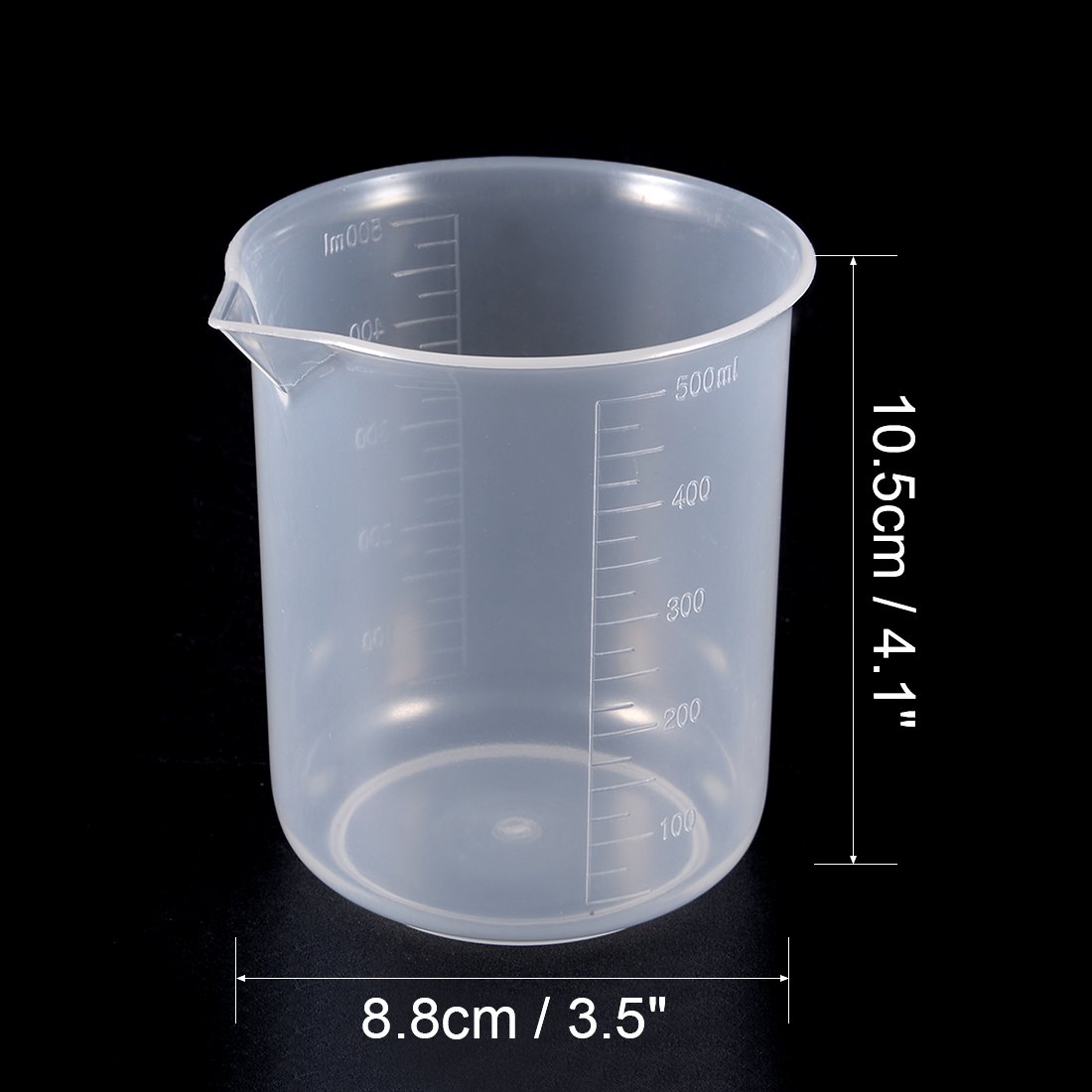 sourcing map 5pcs Béchers gradués en plastique 500ml PP Laboratoire