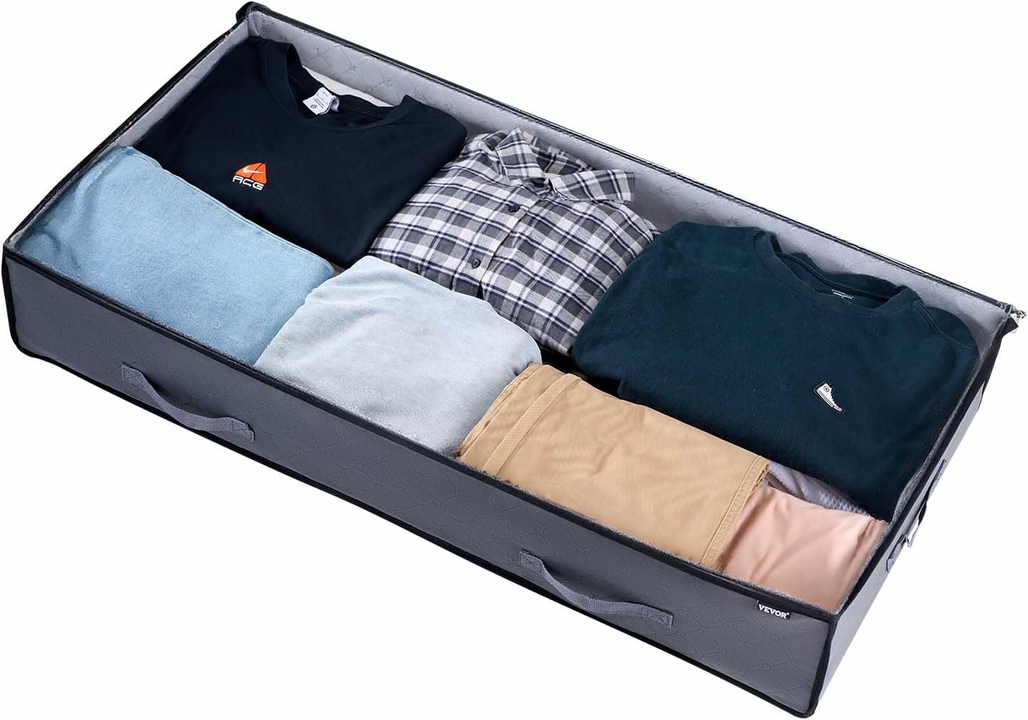 VEVOR Under Bed Storage with Clear Lids, 39.2 x 19.7 x 7.1 Inch, 90L Large Underbed Clothes Storage Containers, Low Profile Under Bed Drawer Shoe Organizer Bins Box for Blanket Shoe Bedroom, 6 Pack