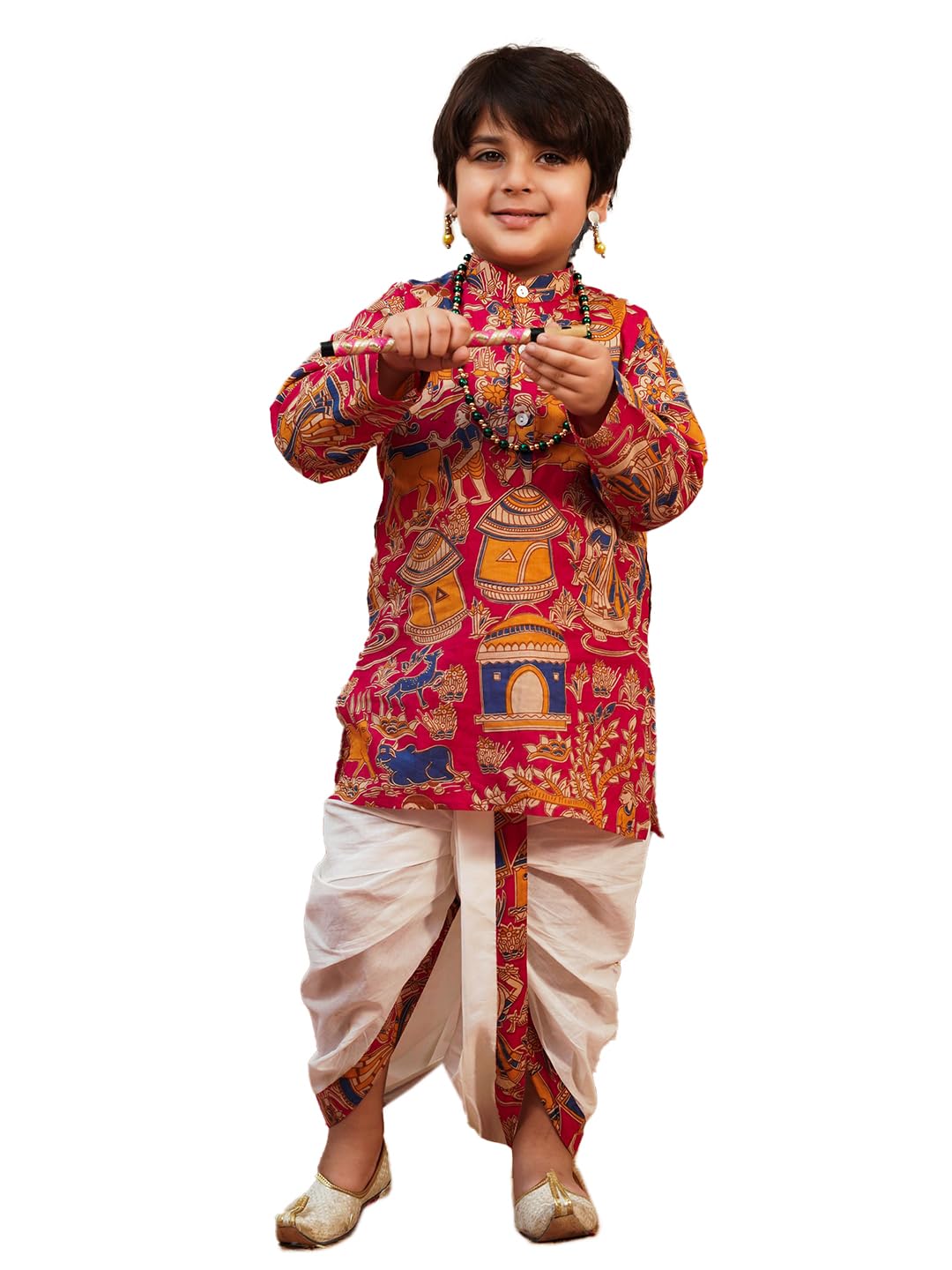 AJ DEZINES Kids Cotton Printed Dhoti Kurta Set For Boys | Fashionable Bandhani Print Kurta | Stylish Boys Kurta Set | Perfect For Festivals Wedding & Family Function Wear