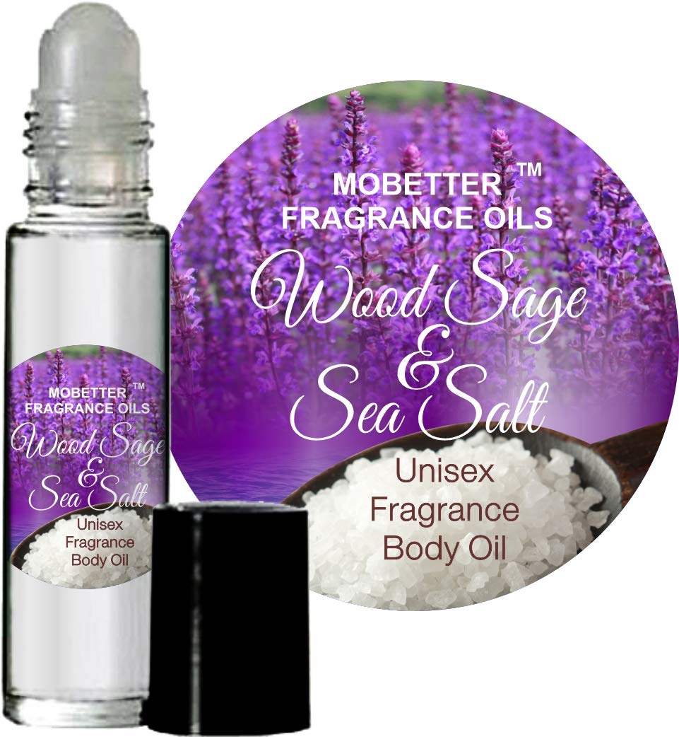 Wood Sage and Sea Salt Fragrance Body Oil (10ml Roll On) by Mobetter Fragrance Oils