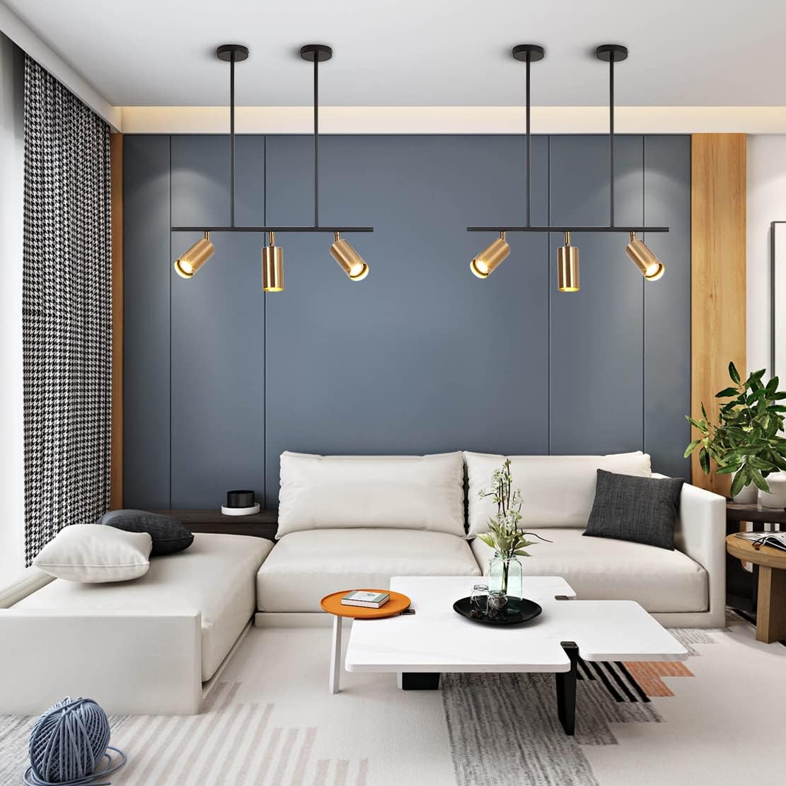 BOKT 3 Light Track Lighting Kit Black Gold LED Ceiling Spotlight Fixture Industrial 3 Way Ceiling Spot Lighting Farmhouse Linear Pendant Lighting Kitchen Island