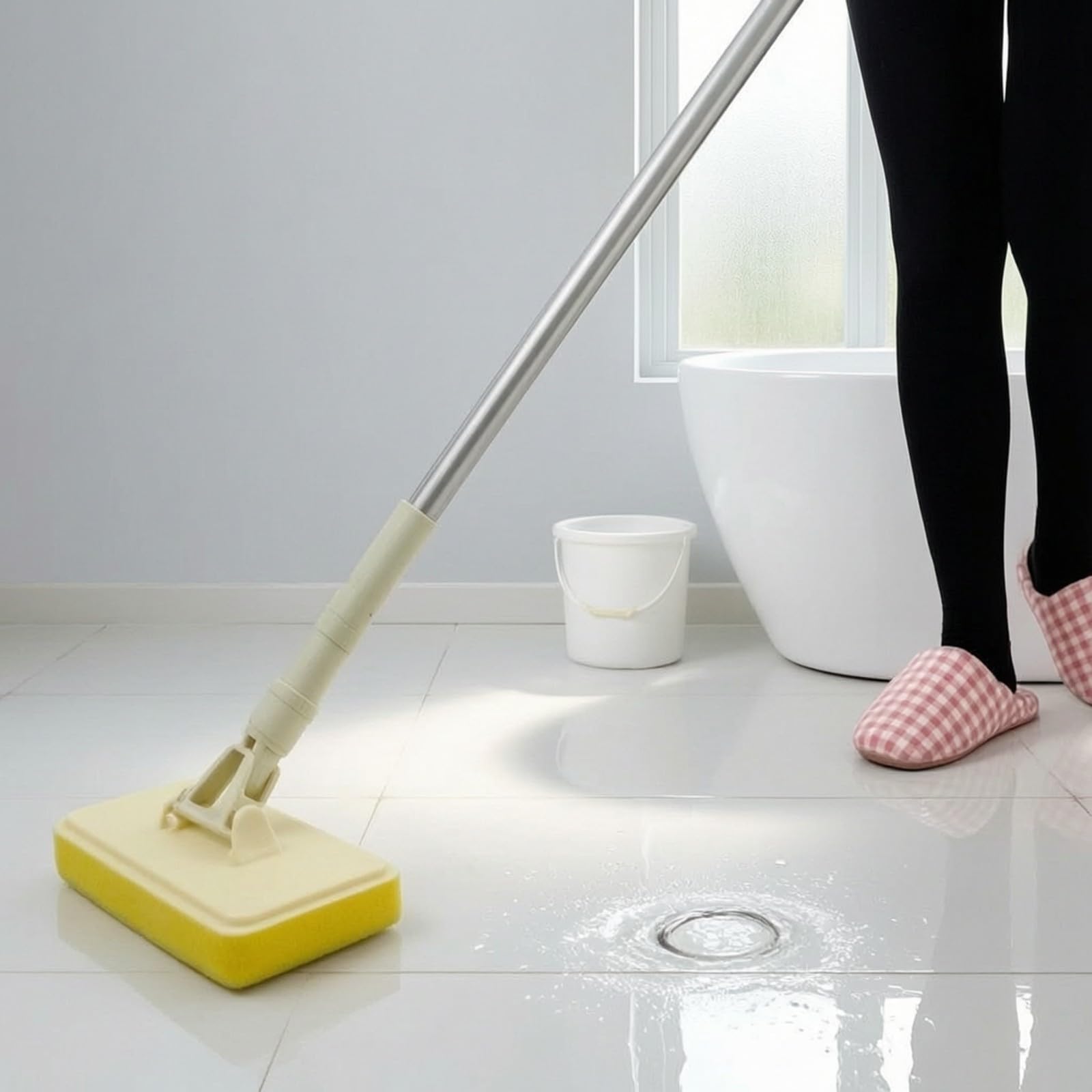 Ronyme Brosse Éponge à Long Manche Haute ité Brosse lle n Tête Pivotante Ergonomique pr Sol