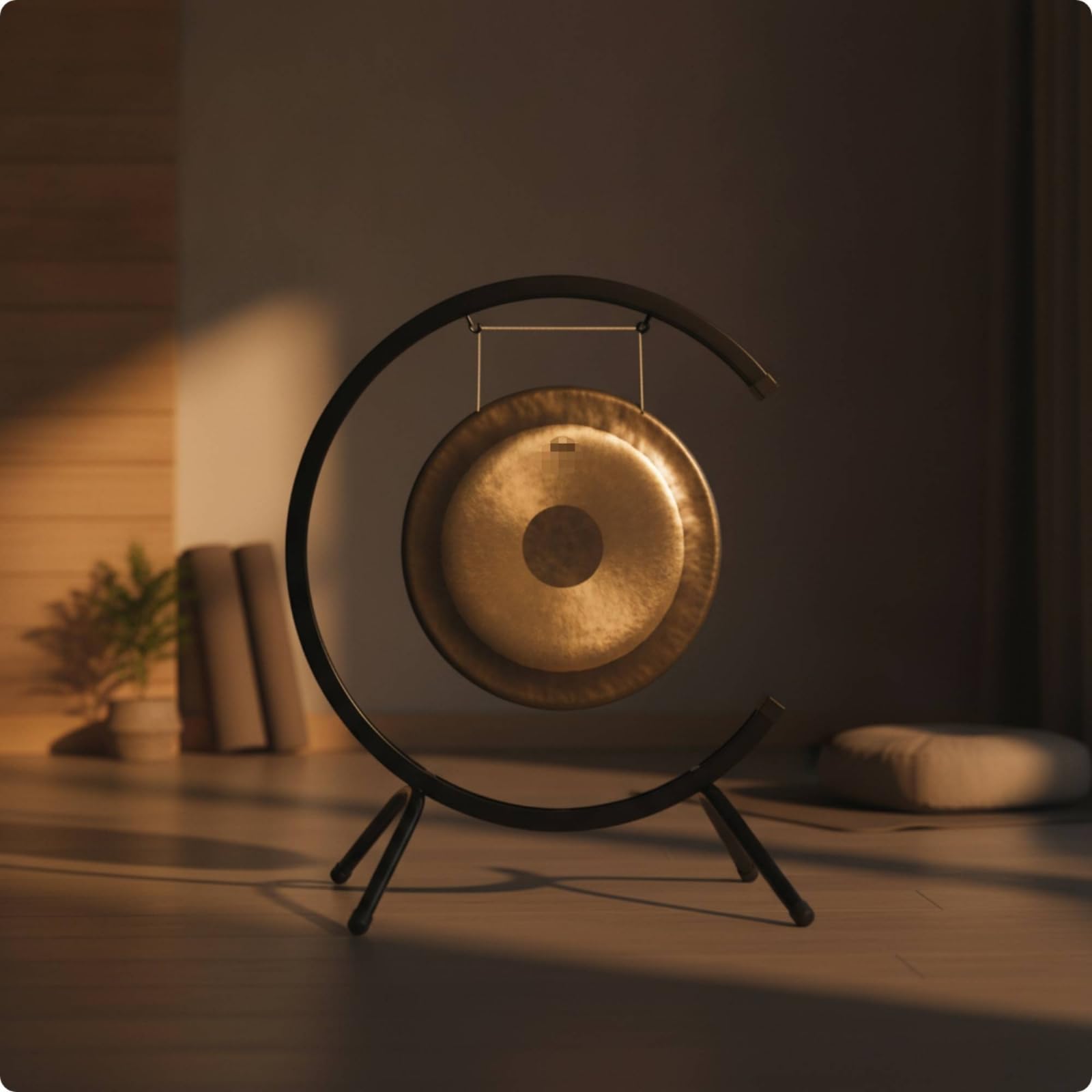 Supporto in Met Telaio Finitura Nera Opaca Strumento per Musicoterapeuti, Insegnanti di Pratiche di, per Gong da 50-60cm