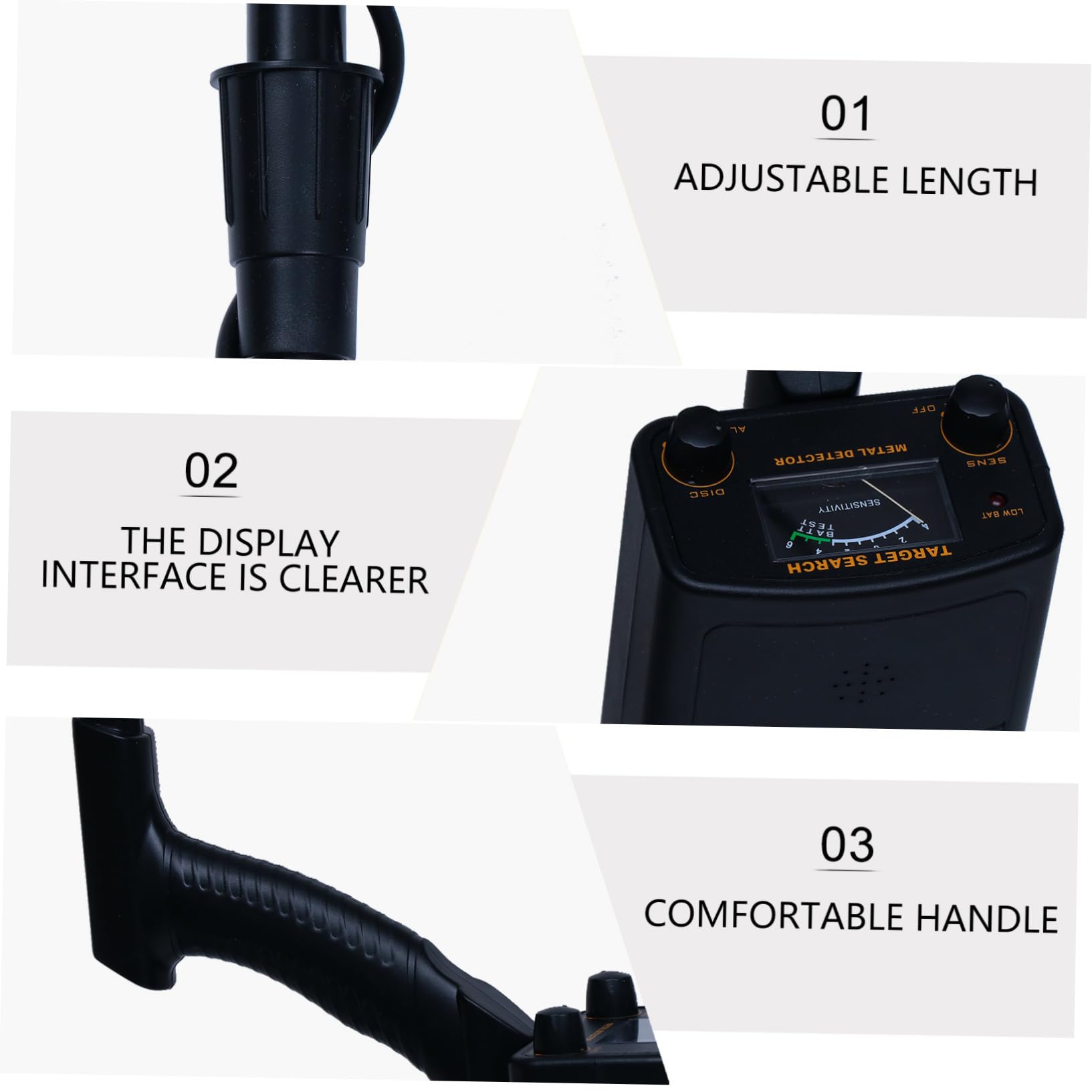 SHINEOFI Detector de Metales Profesional de Plástico y Metal, Adecuado para Exteriores Sonda y Vástago Ajustable y Búsqueda Precisa de Objetos