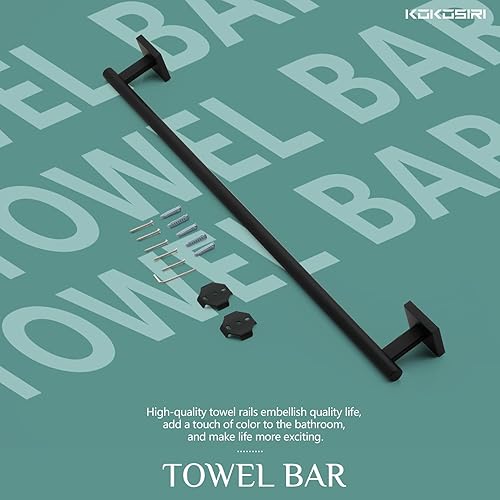 Miniatura 8 de KOKOSIRI Toalleros de baño, toalleros de baño, color negro mate, soporte de toalla de baño de 24 pulgadas para gabinete de cocina, pared de acero