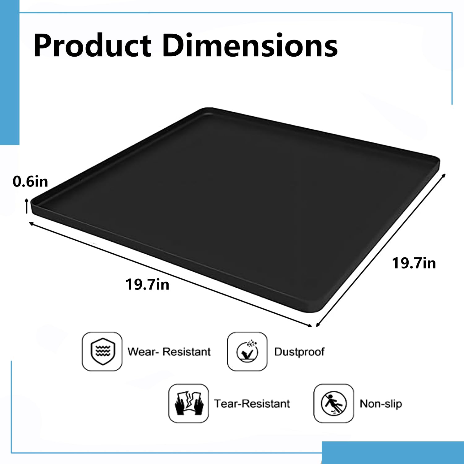 Mini refrigerador de silicona con borde elevado, mini refrigerador de 19.7 x 19.7 x 0.6 pulgadas que protege el equipo de fugas y derrames debajo de la alfombra, proporcionando una protección final 5