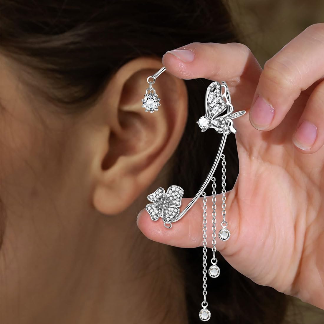 Boucle D'oreille Papillon étincelante Pour Femme Sans Piercing Boucles D' Oreilles à Clip Boucles D'oreilles Papillon En Strass Boucles D'oreilles D'été Violet Pour Femme Bijoux Papillon Pour Mariage