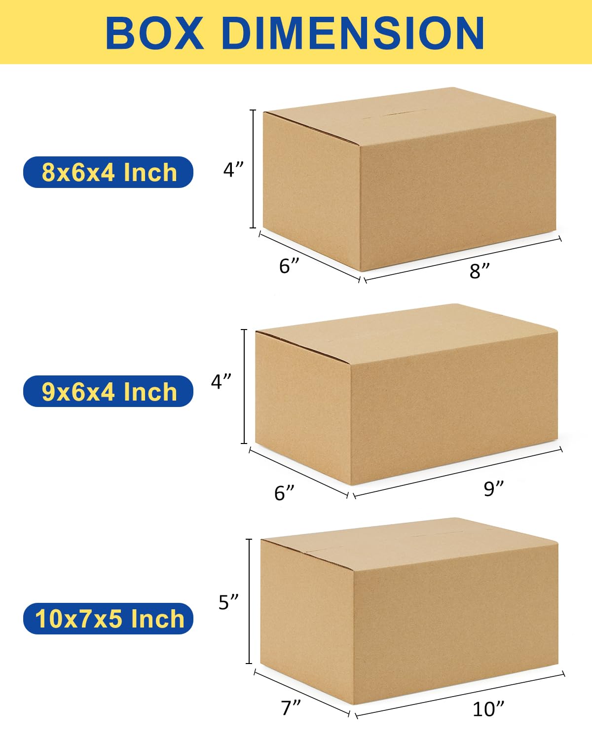 Versandkartons in verschiedenen Größen, 45 Stück, 8 x 6 x 4 & 9 x 6 x 4 & 10 x 7 x 5, kleine Versandkartons, braun, Wellpappe, zum Verpacken von Kleinbussen
