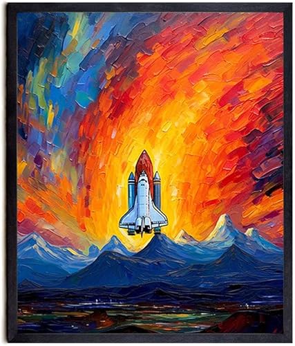 Bestbuddy Pet 11X14 sin marco noche estrellada transbordador espacial lanzamiento de cohetes exploración espacial aventura niños niño familia