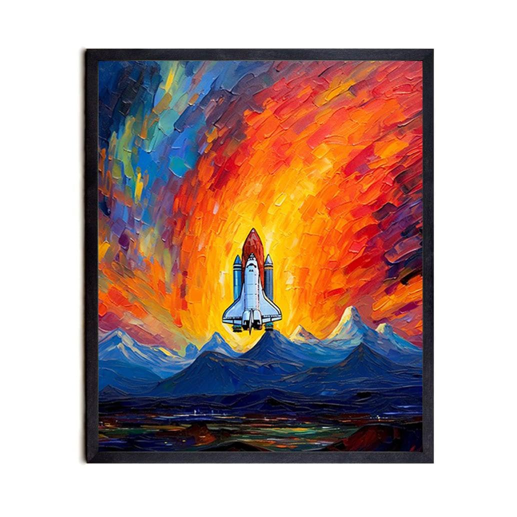 Bestbuddy Pet11X14 Unframed Starry Evening Space Shuttle Rocket Launch Space Exploration Adventure Kids Boy Family Oil Painting Art Print Poster Wall Decor AP097