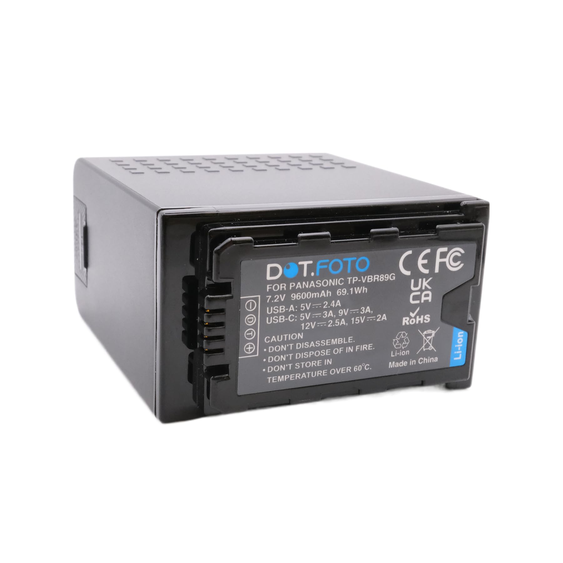 AG-VBR89G Premium 7.28v / 9600mAh USB-C Batterie Rechargeable pour Panasonic AU-EVA1, DC-BGH1, DC-BS1H, HC-MDH3, HC-X1, HC-X2, HC-X20, HC-X1200, HC-X1600, HC-X2100, AG-CX100
