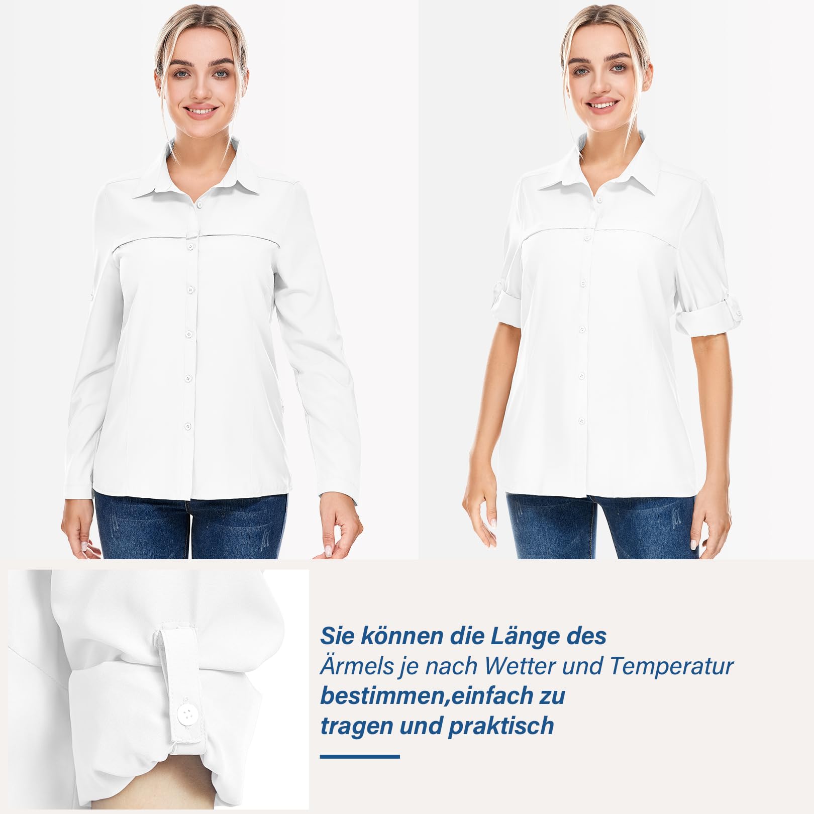 Chemise Femme Manches Longues - Protection UV Respirante & Séchage Rapide - T-Shirt Safari Décontracté pour Randonnée, Voyage et Plein Air