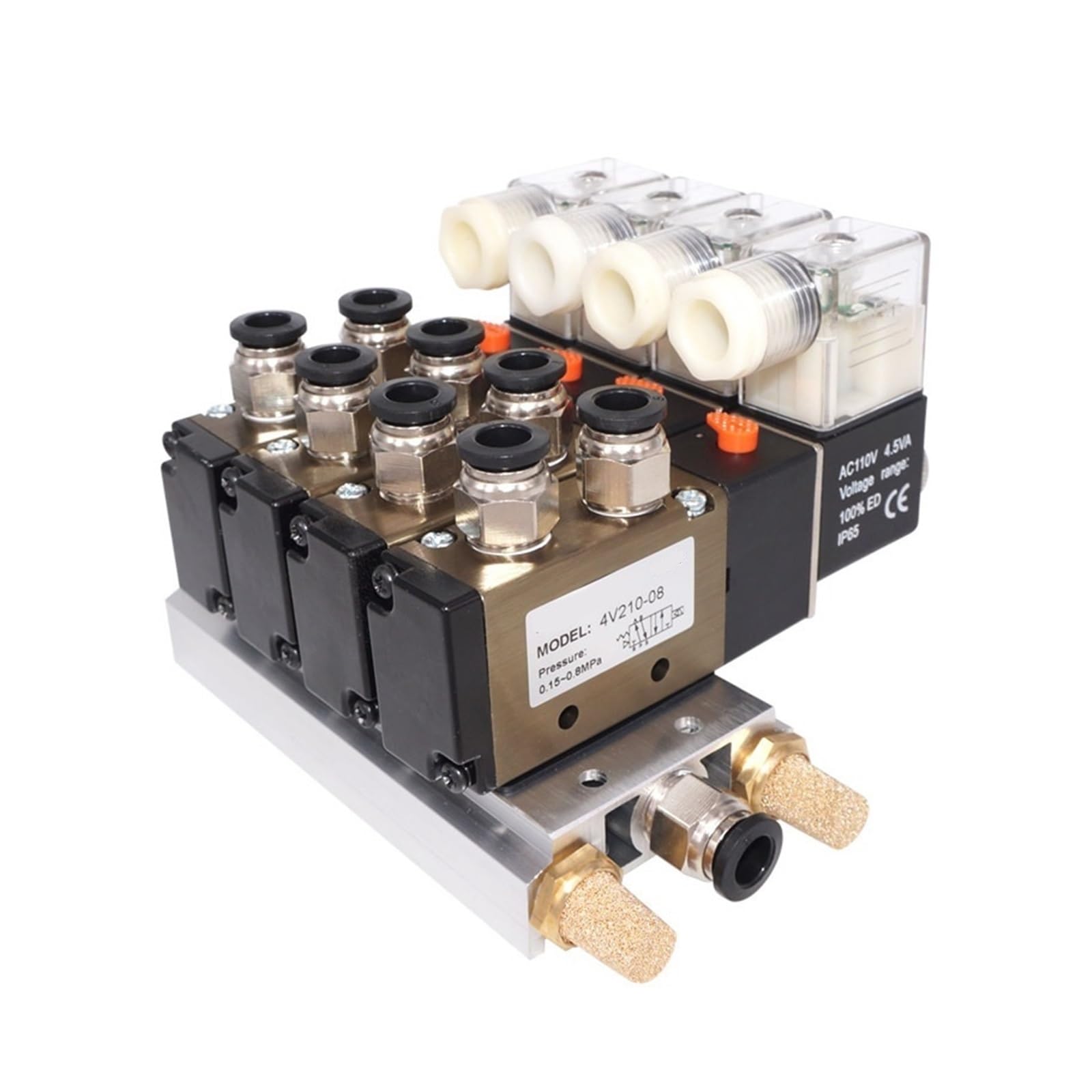 Électrovanne aluminium robuste 4V110-06 bloc de distribution 5 stations AC110V 8mm