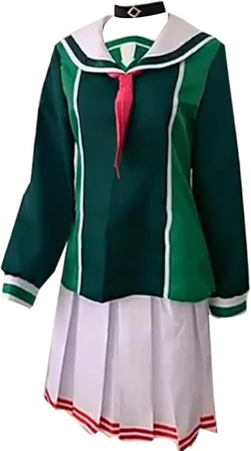 Anime Cosplay Women Green Costume Coat Skirt Suit Bow School Uniform Dress Halloween