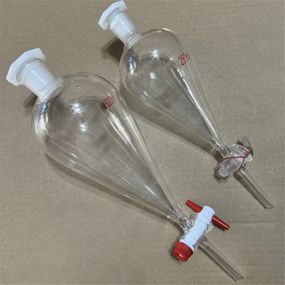 Vetreria da laboratorio Imbuto separatore a forma di laboratorio da 125 ml a 1000 ml for esperimenti di separazione(1000ml (PTFE piston))