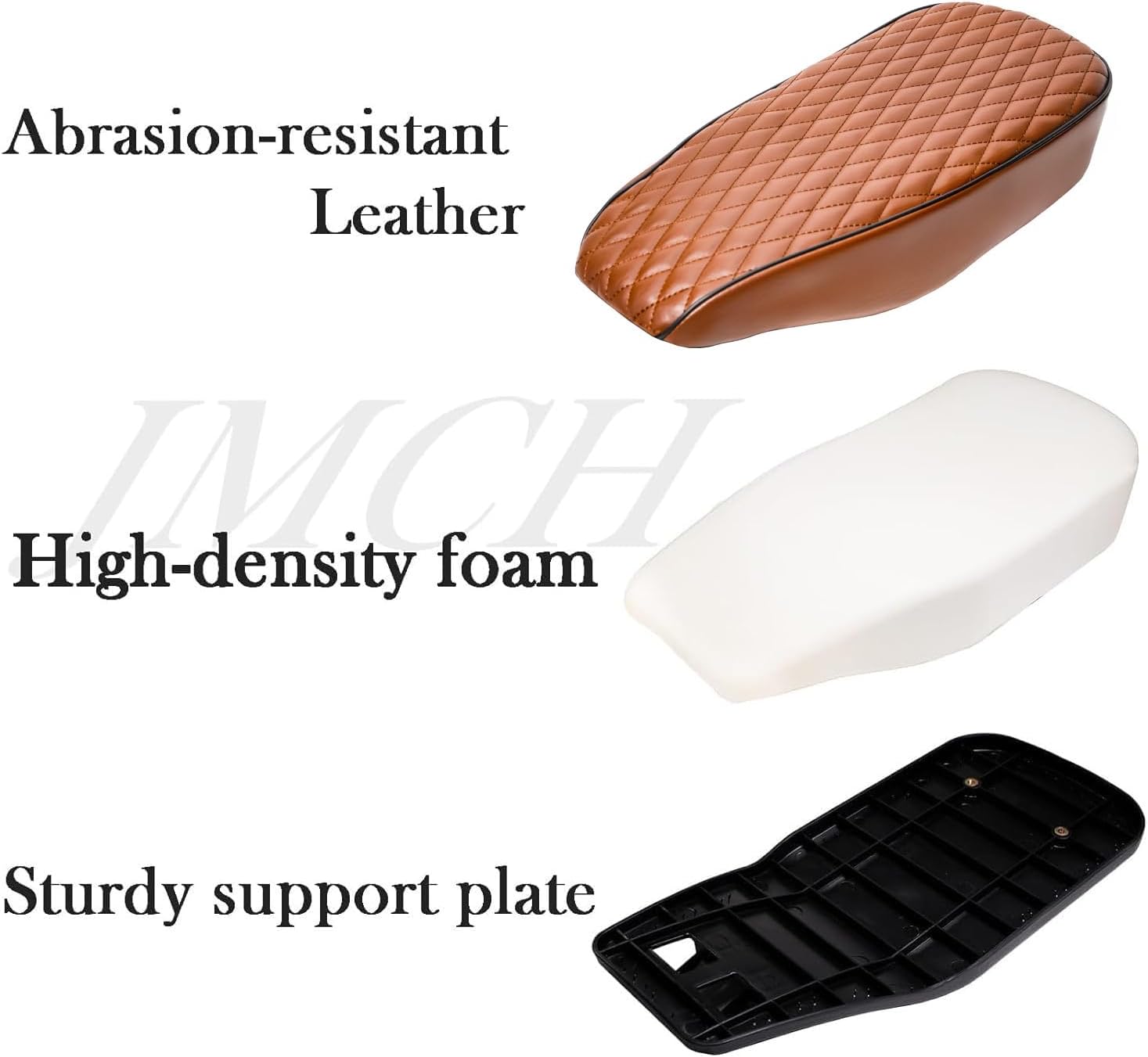 JMCHstore Brown Diamond Stitch Retro Upgraded 17'' Seat for Coleman BT200X Mini bike 196cc, Hisun 200-7 for Viper 200cc Trail bike Cushion Replacement parts