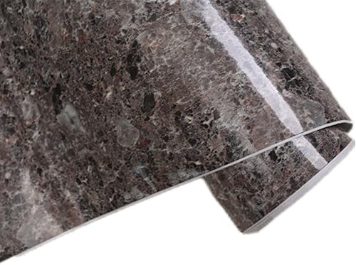 Miniatura 3 de Vinilo autoadhesivo para encimera con aspecto de granito marrón, película brillante de mármol (24 x 79 pulgadas)