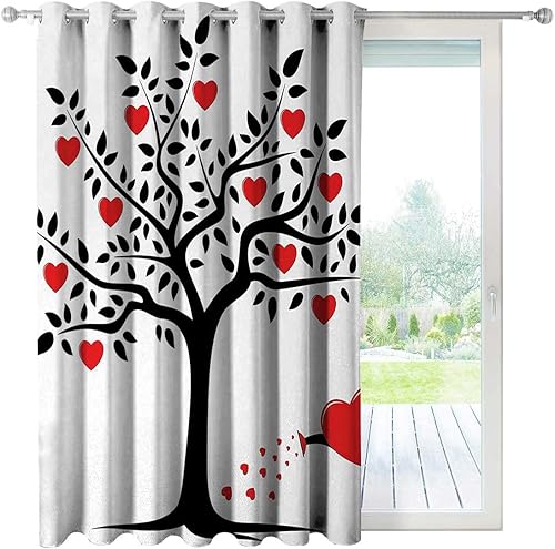 Cortinas para el día de San Valentín para Sala Elegantes Modernas Cortinas de oscurecimiento de bermellón, 1 panel, 40 pulgadas de ancho x 47