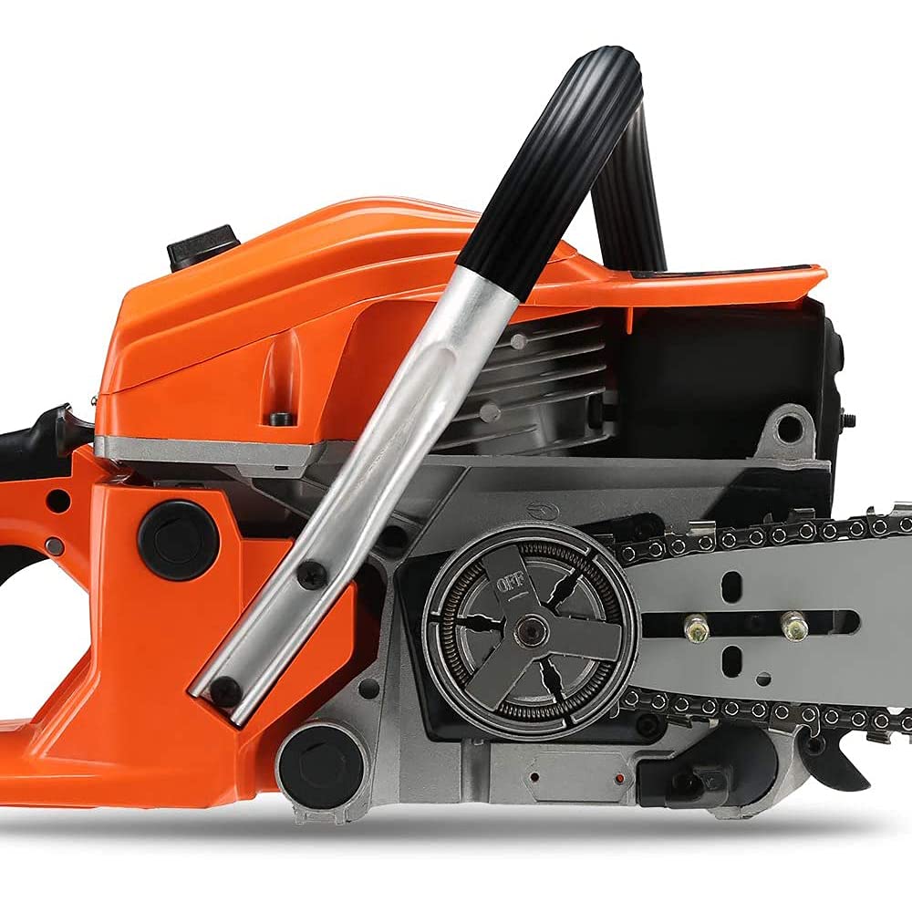 Motosierra de gasolina con motor de 2 tiempos, sistema antivibratorio para madera de jardín, 2 cadenas (52CC 45CM)