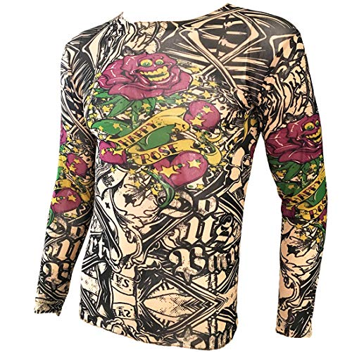 OMAS Cráneo Rosa Tattoo Camiseta Deportiva Tattoo Top Biker Biking Fitness