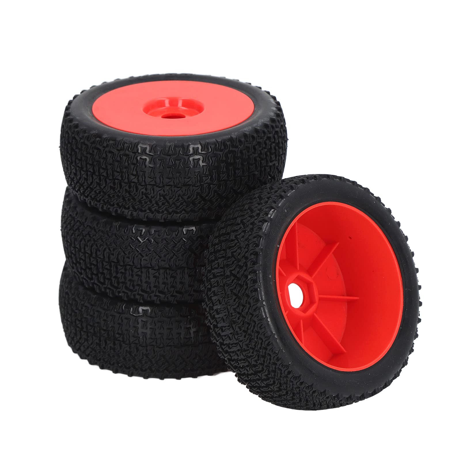 Opony samochodowe RC X600 Bieżnik Wysokiej jakości gumowe plastikowe opony zamienne do TRAXXAS SLASH 1/10 RC Short Truck Zestaw 4 sztuk z adapterami W zestawie nakrętki i klucz (Czerwony)