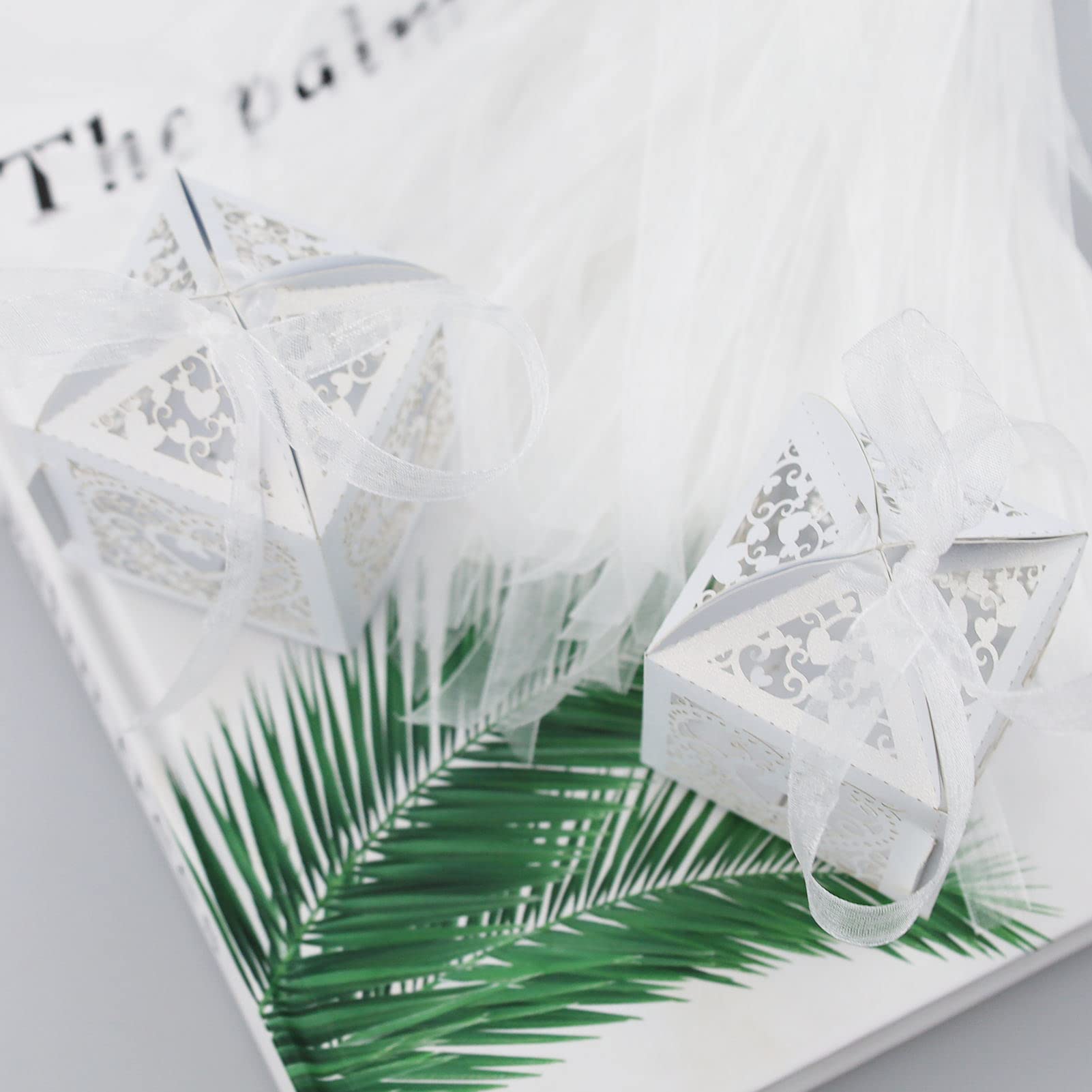 50 Boîtes à Dragées Mariage Blanches - Boîtes Bonbons Décoratives Pour Baptême, Anniversaire
