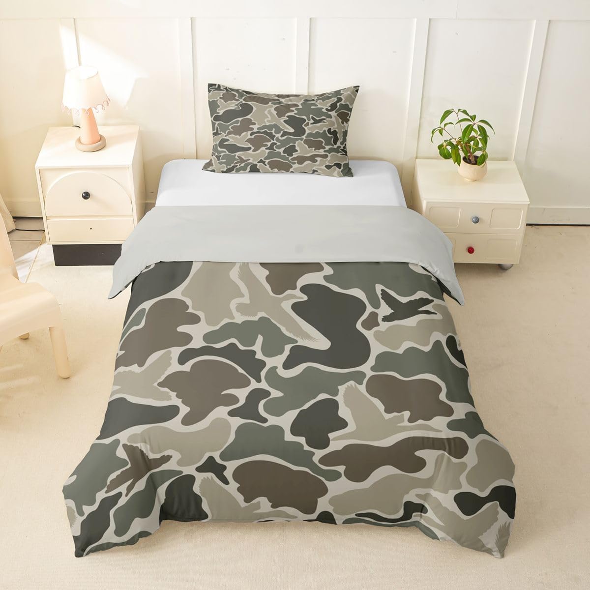 jejeloiu Camo Duck Duvet Cover Toddler Size