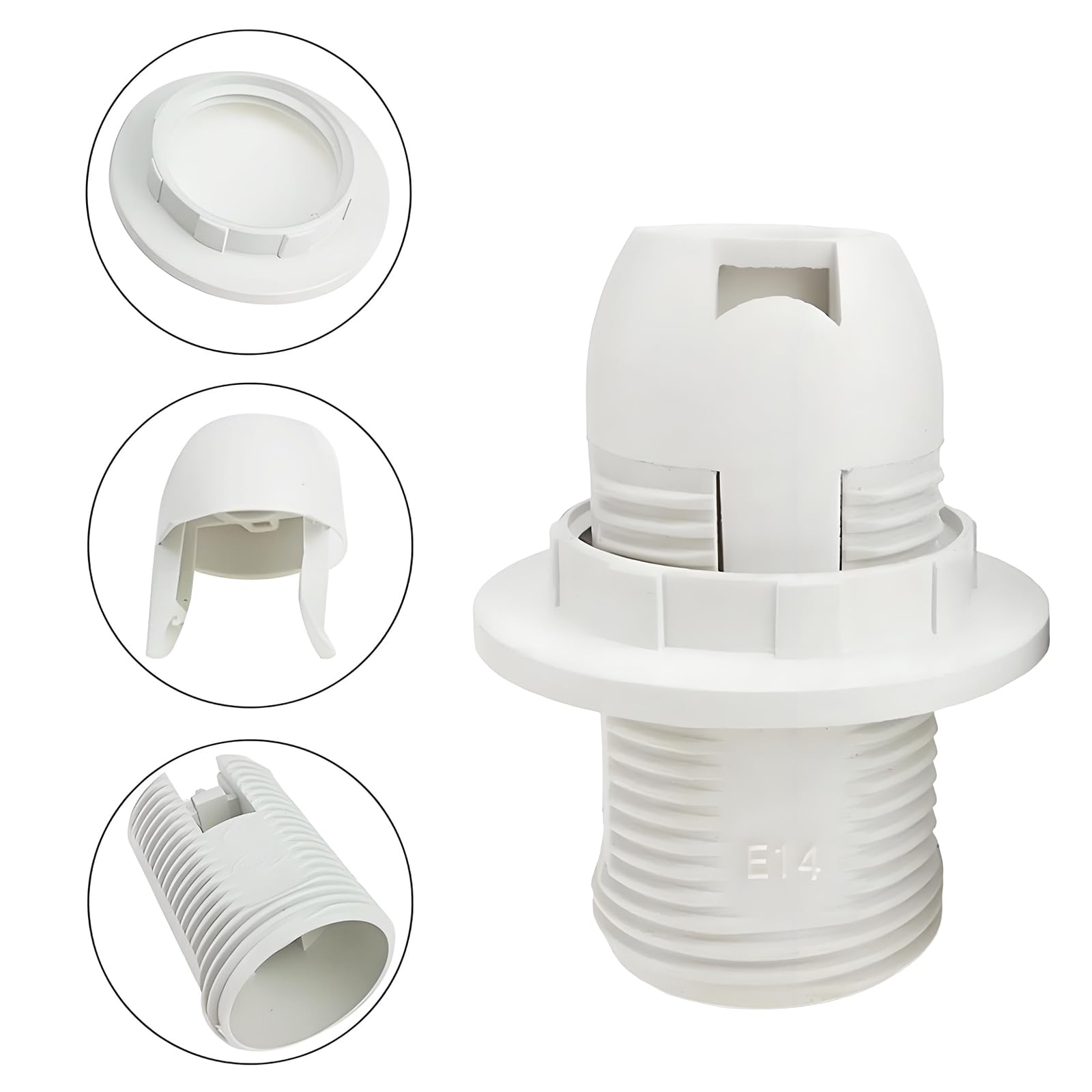 Yuiturt 2PCS E14 Bulb Holder E14 Lamp Holder, White Lamp Bulb Holder for Pendant Light Compatible with Most Light Bulbs - Image 3