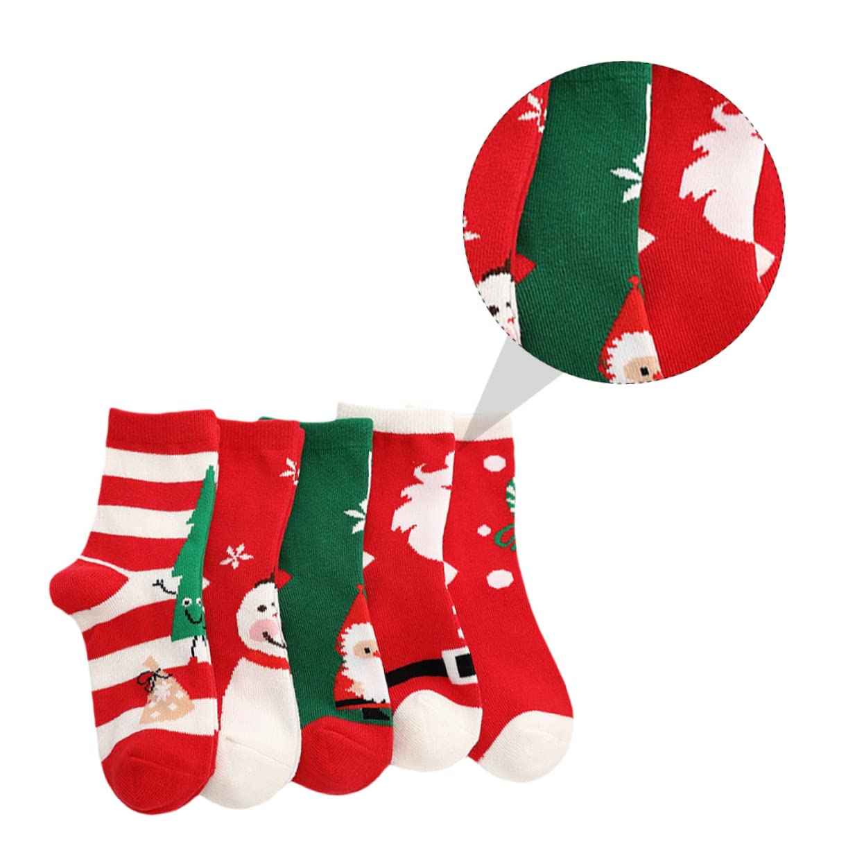VANZACK 5pares Medias de Navidad para Calcetines de Algodón Cálidos de Calcetines Navideños de Dibujos Animados para Fiestas de Navidad