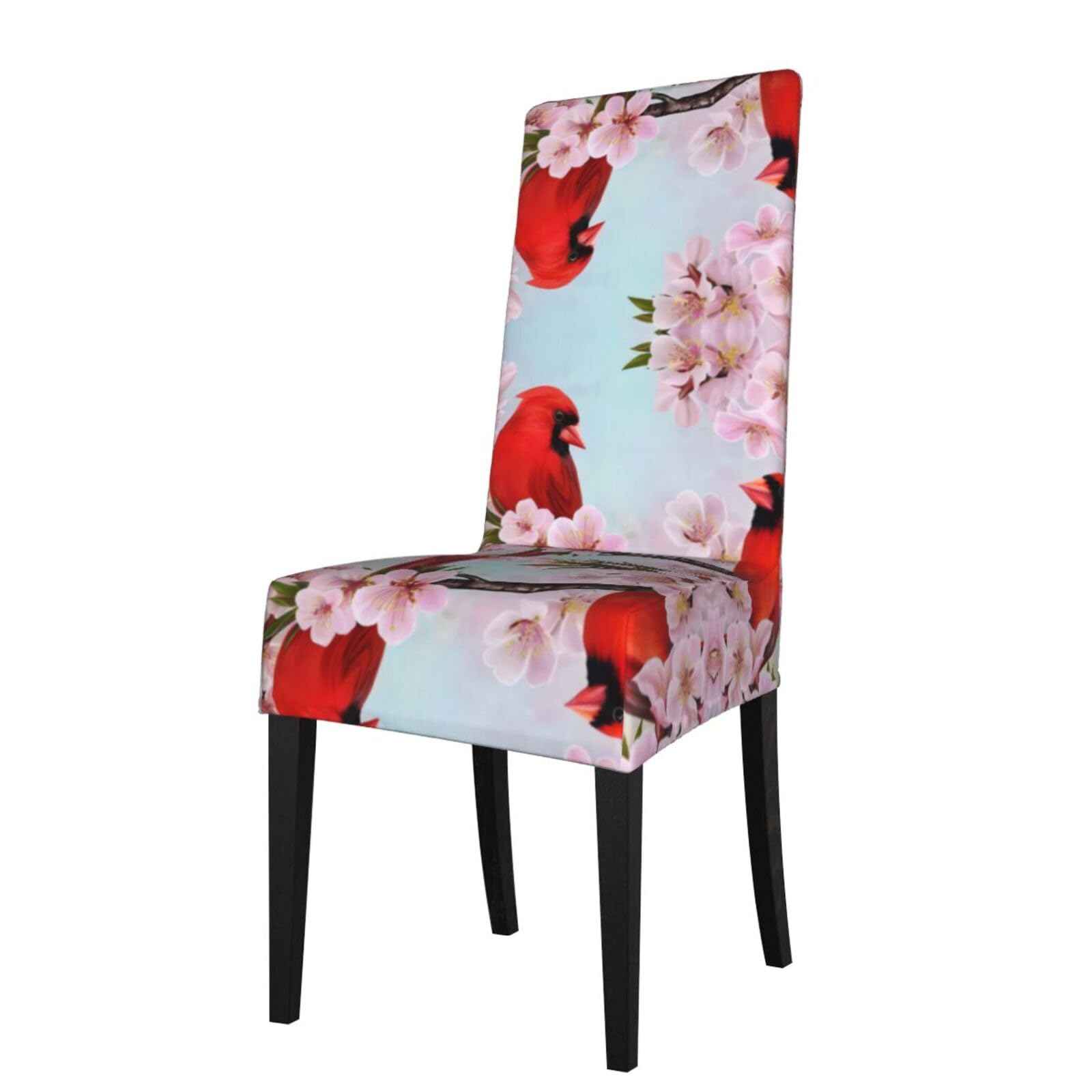 HLSBSSL Red Bird Branch Blossom Printed dining chair covers, wrinkle-resistant and iron-free, suitable for hotels, banquets, and conferences