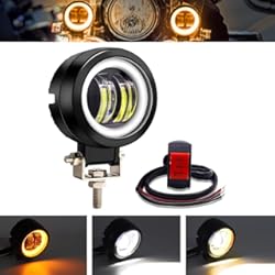 Faro Delantero Yamaha Mt 03 2022 1 Uds foco Led para motocicleta 12V amarillo ojos de ángel anillo de Halo con interruptor luz antiniebla redonda luz de conducción faro delantero luces adicionales para motocicleta todoterreno ATV
