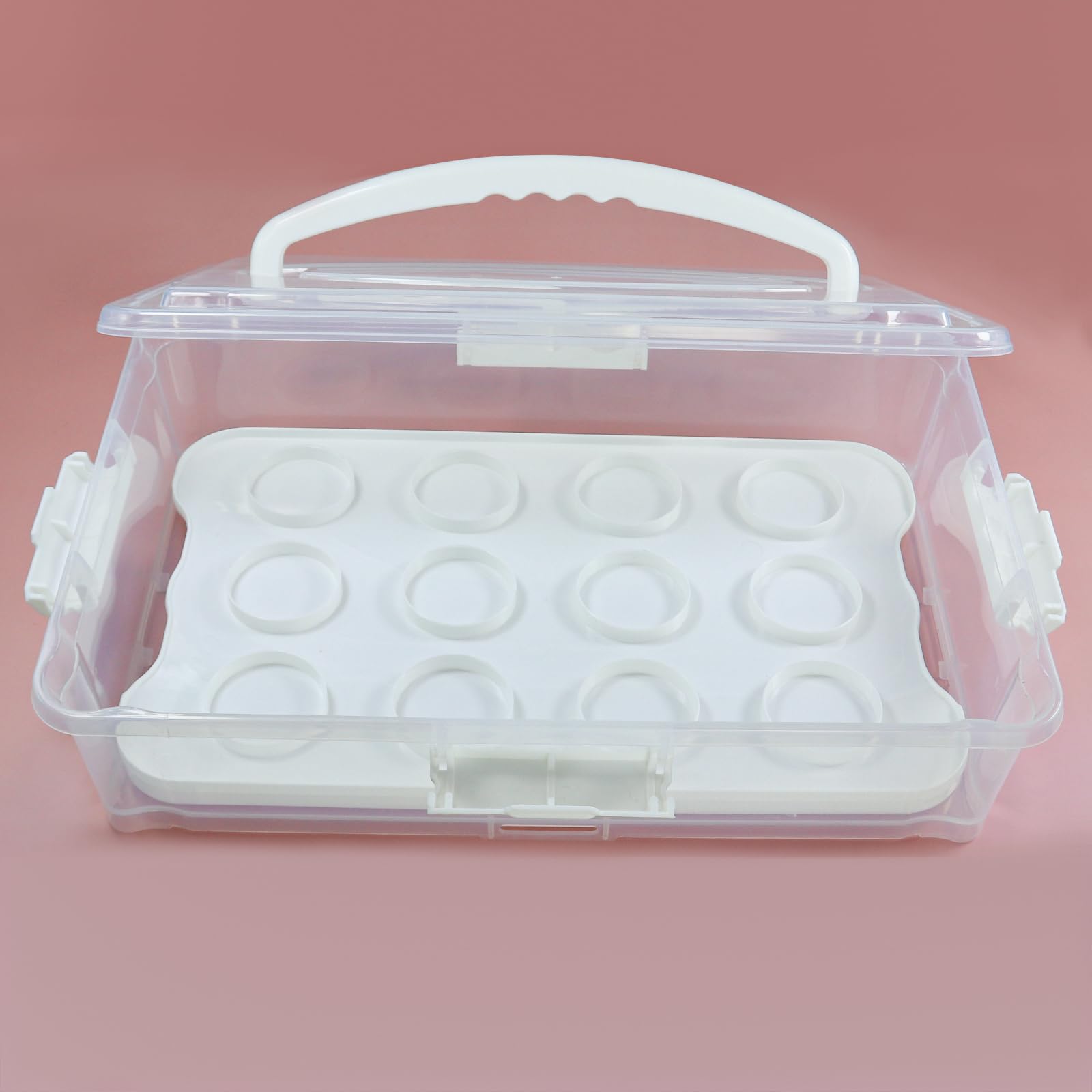 White Cake Carrier - Holds 12 Cupcakes or 1 Cake -4