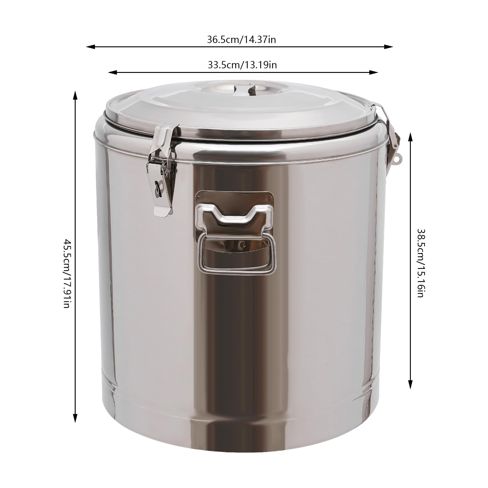 Recipiente térmico para alimentos, 40 L, acero inoxidable, calentador de alimentos, recipiente térmico con tapa, tiempo máximo de aislamiento de 8 horas, 36,5 x 45,5 cm