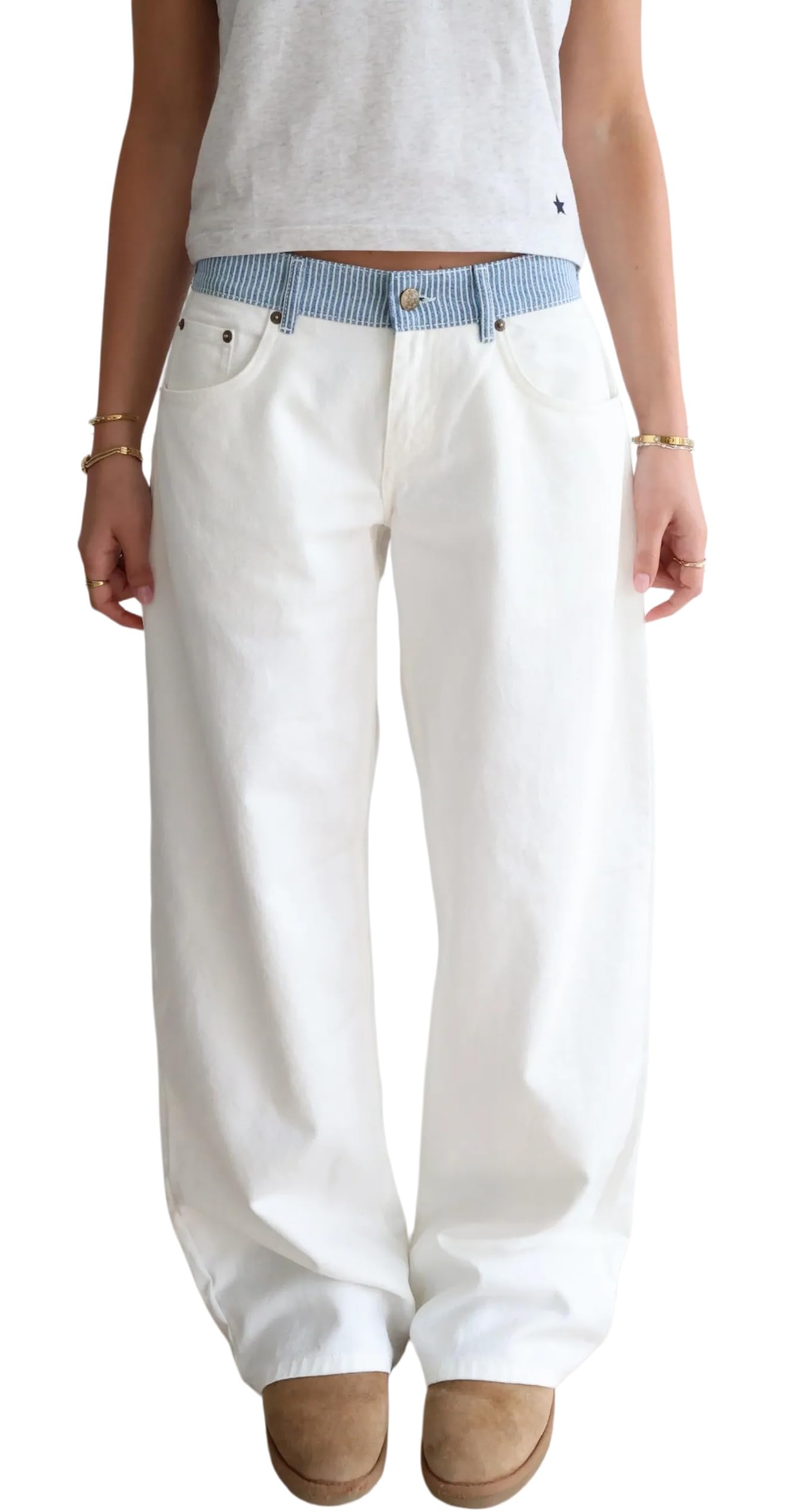YEMORCH Adjustable Waist Wide Leg Jeans