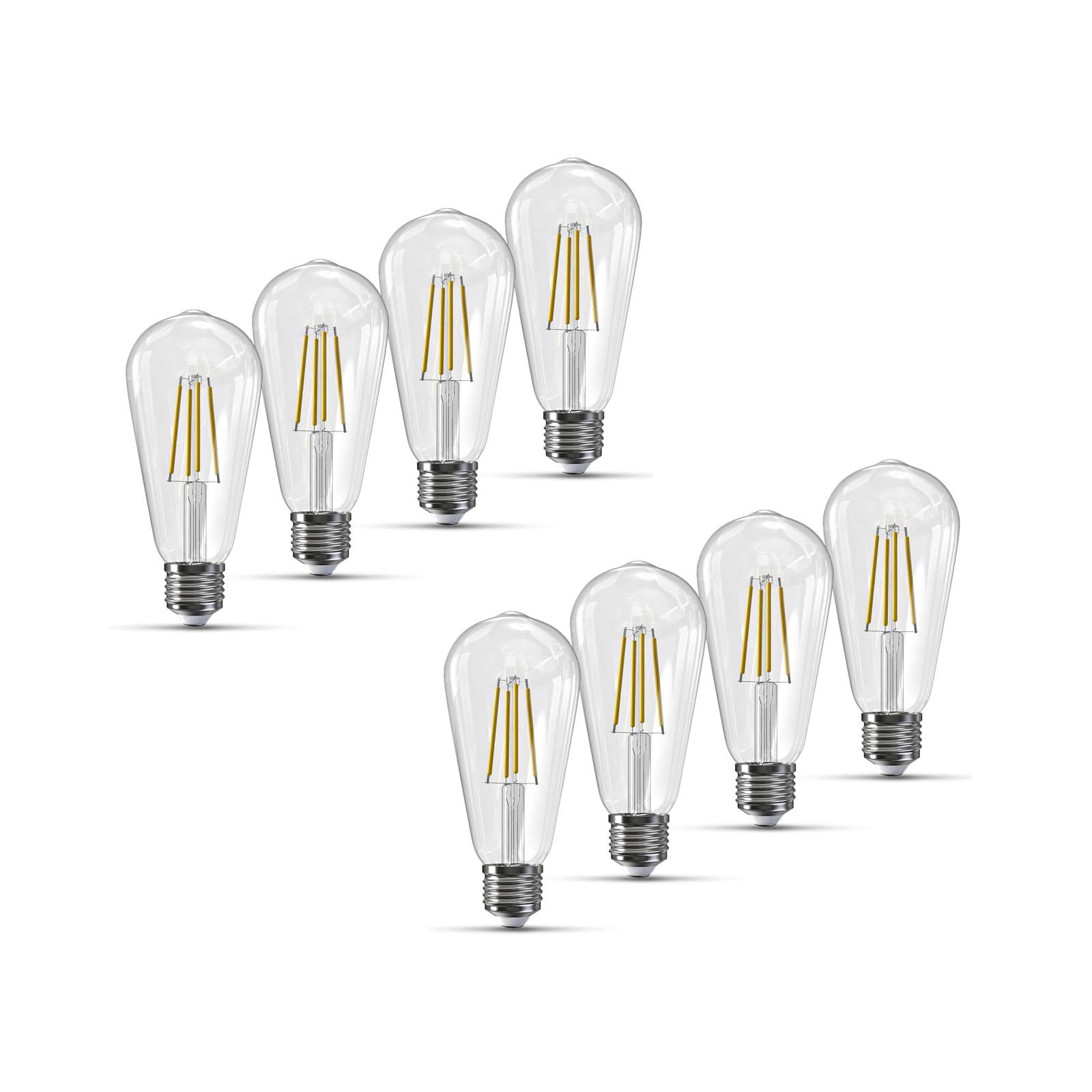 Jensense Edison Bulbs E26 LED Bulb 60 Watt Equivalent, Vintage LED Light Bulbs CRI90+ ST19, Dimmable Clear Light Bulbs (5000K Daylight, 7 watt-8 Pack)
