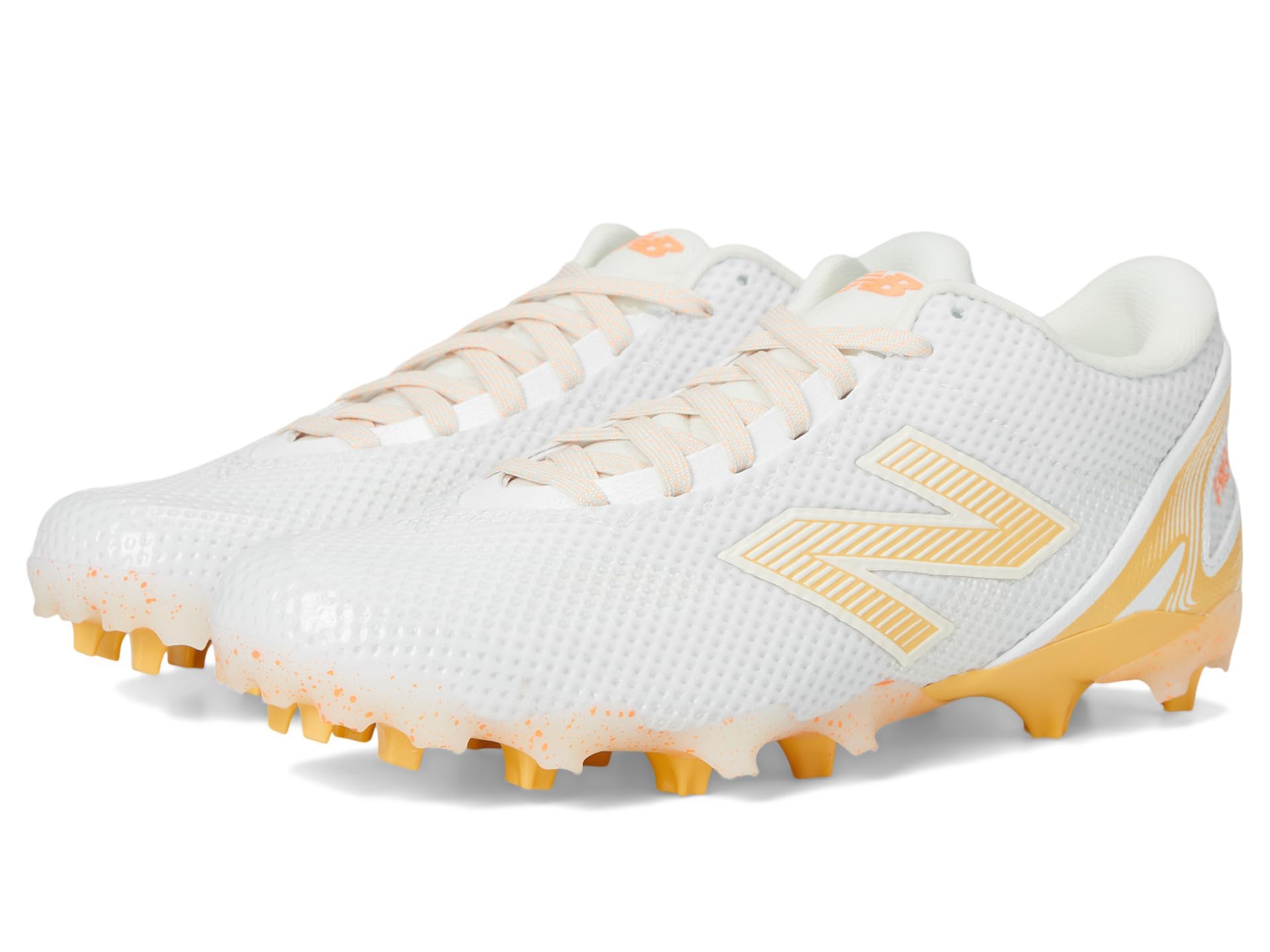 New Balance Women's Freezelx V5 Low Lacrosse Shoe, White/Clementine/Angora, 5.5 Wide