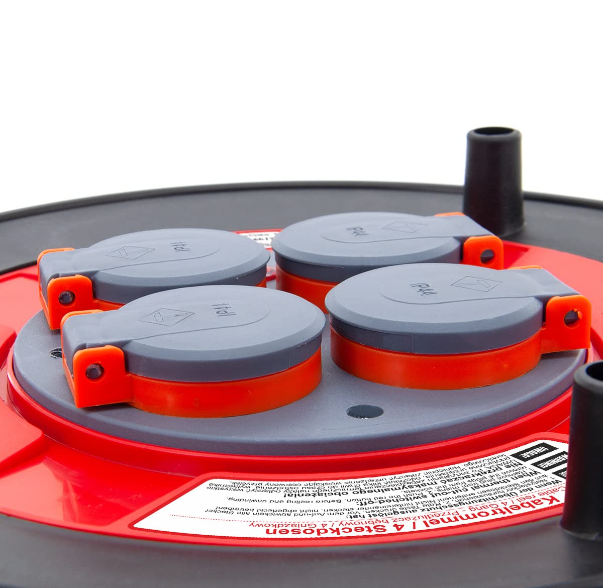 Gomma - Avvolgicavo impermeabile con 4 prese, Schuko IP44, forte e robusto, per esterni H05RR-F 3G2,5mm2 50M