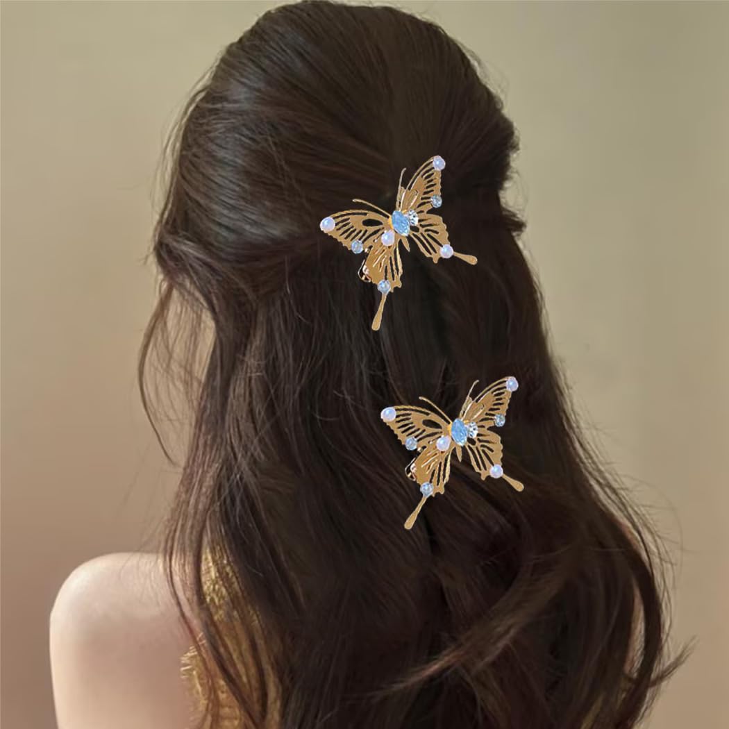 Diademas y horquillas con pedrería de mariposa