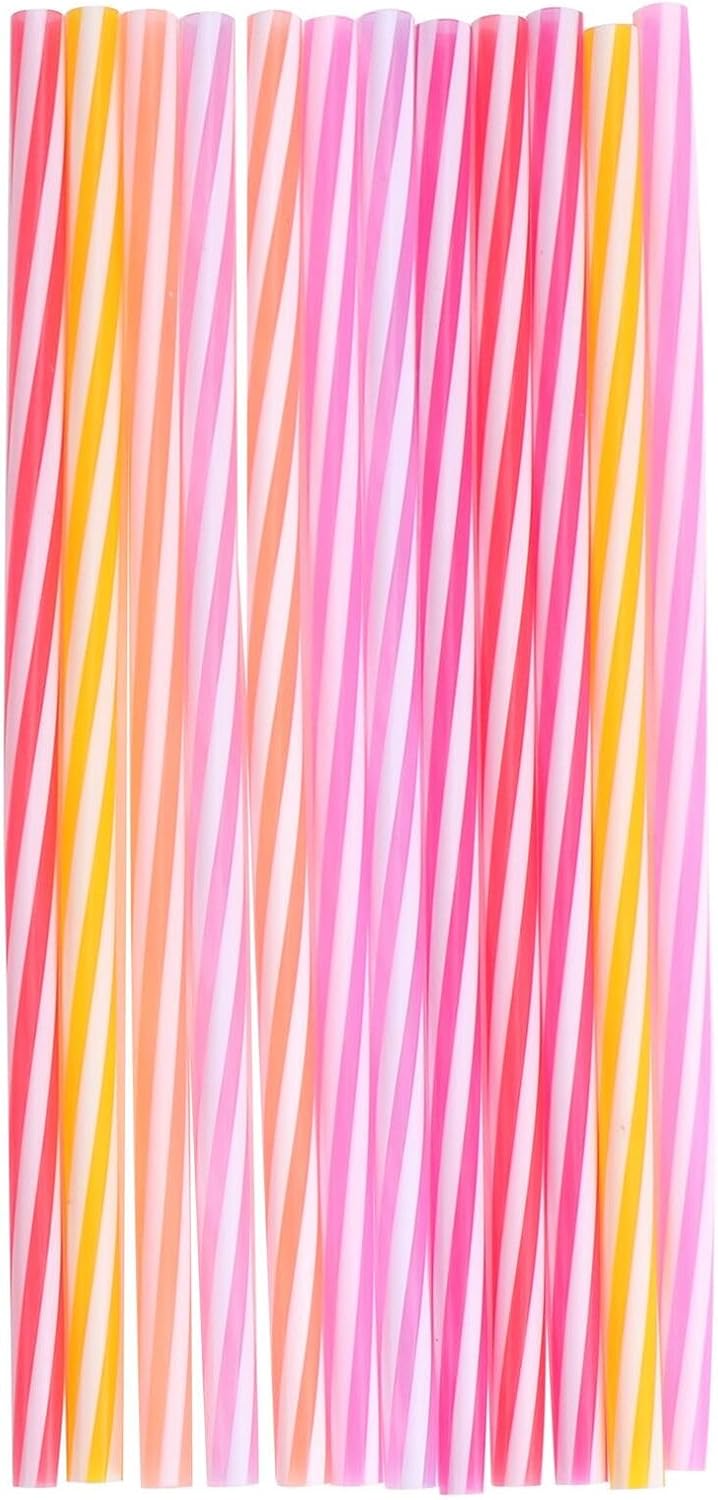 Reusable Silicone Folding Straws 12pcs Colorful Beverage Straws for Bubble Tea Iced Coffee and Daily Use Random Color