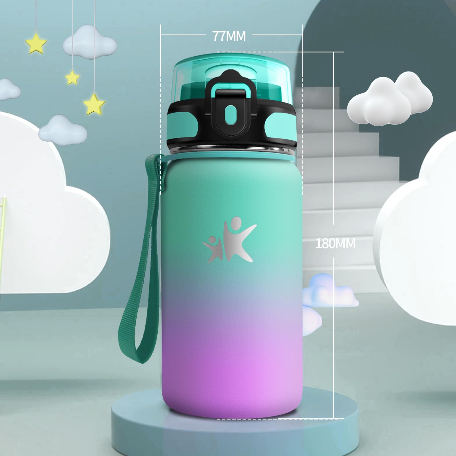 KollyKolla Bottiglia Termica 500ml, Borraccia con Cannuccia, senza BPA, Borraccia Termica a Prova di Perdite, Doppia Parete, Bottiglia Termica per Ragazzi, Ragazze, Palestra, Outdoor, l'école