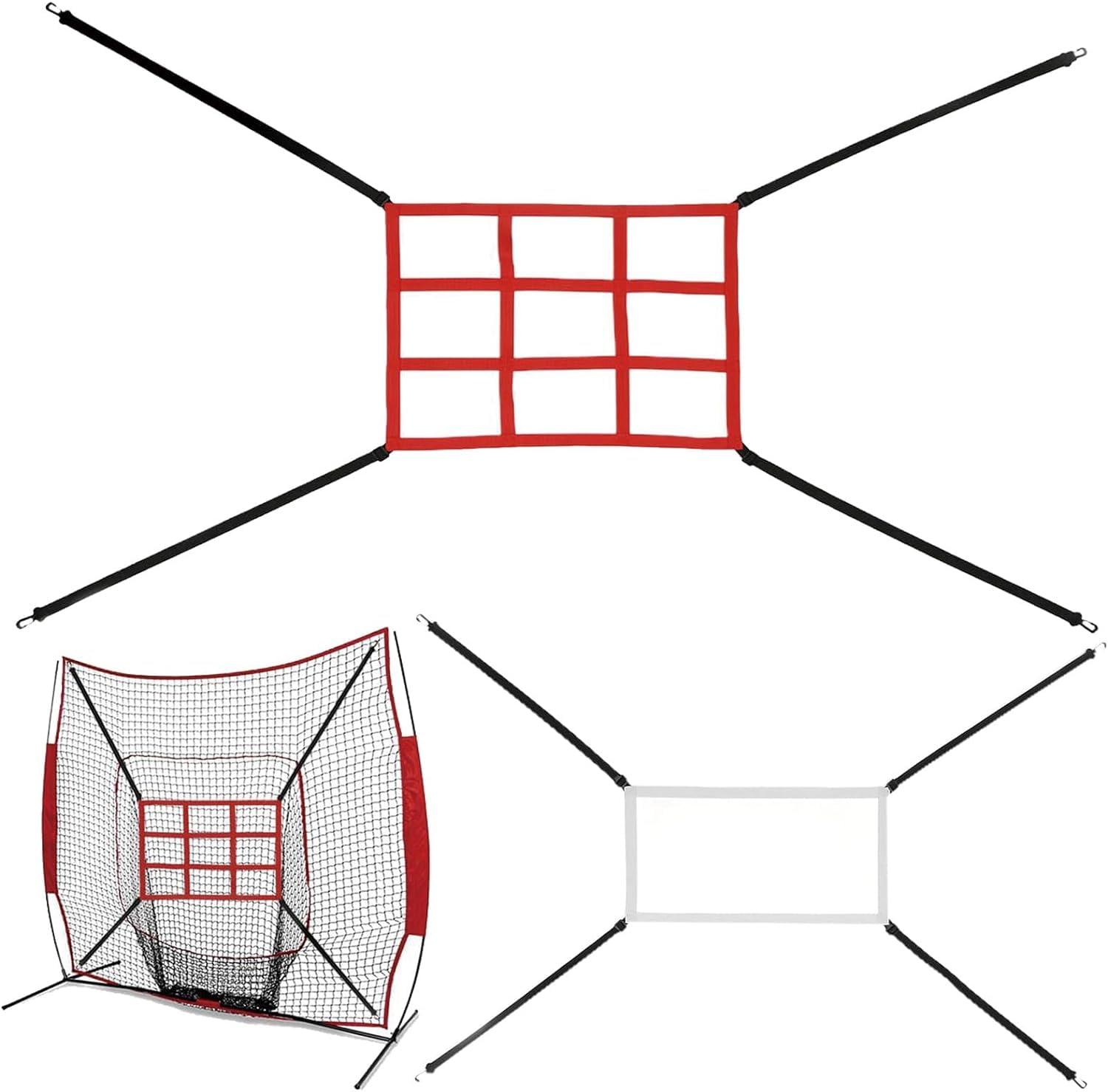 Adjustable Strike Zone Target for Softball Baseball Wiffle Graffiti Blitzball Net Pitching Throwing Hitting Batting Catching with Accuracy Baseball Training Equipment for 6x6 7x7 Or 8x8ft Nets 2Pcs