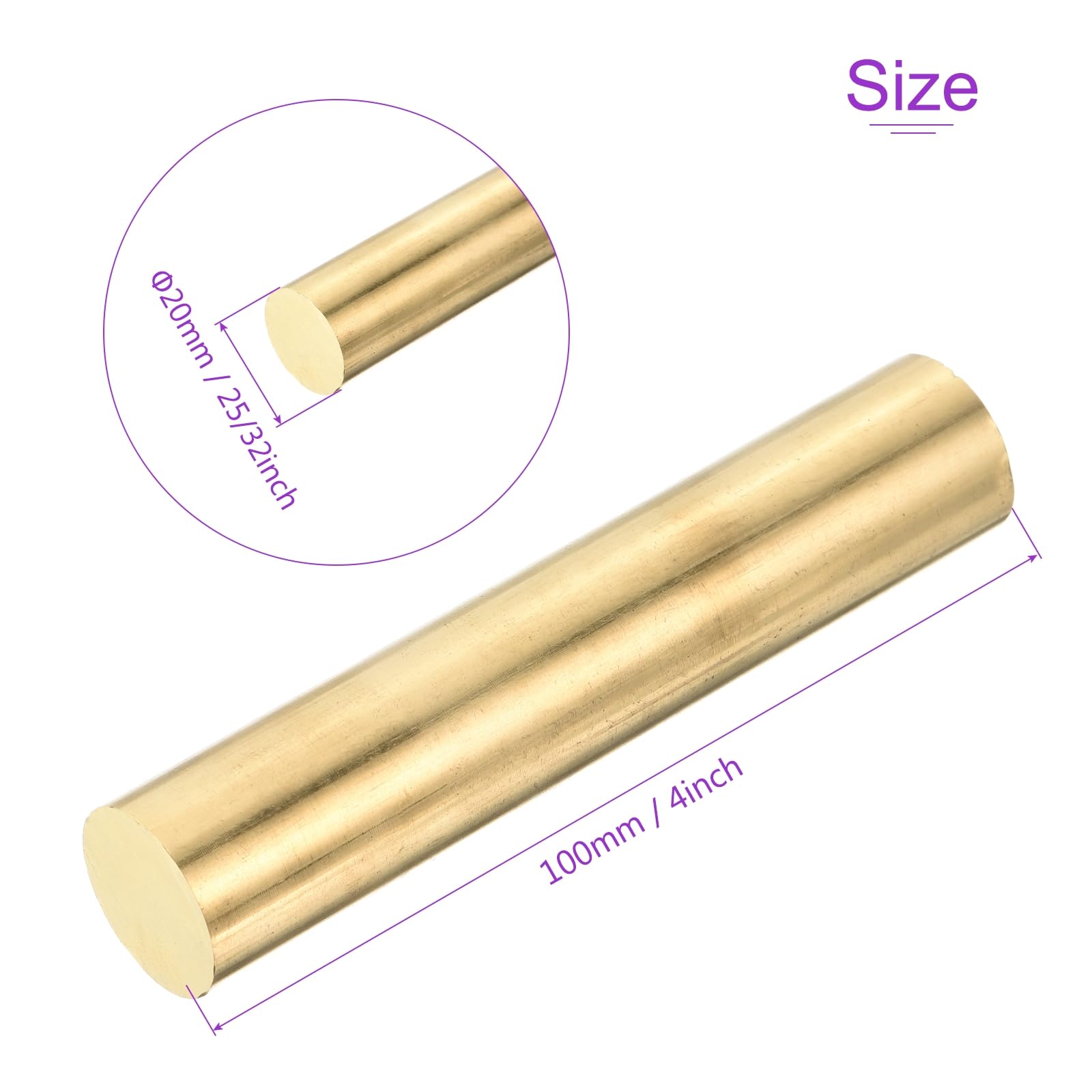 DMiotech 20mm x 100mm Messingstangen, Massiv runde Messingstange für DIY Handwerk Messing Schweißstangen Drehbank Barren Lager für Durchschlagwellen Modellflugzeug Schiff Auto