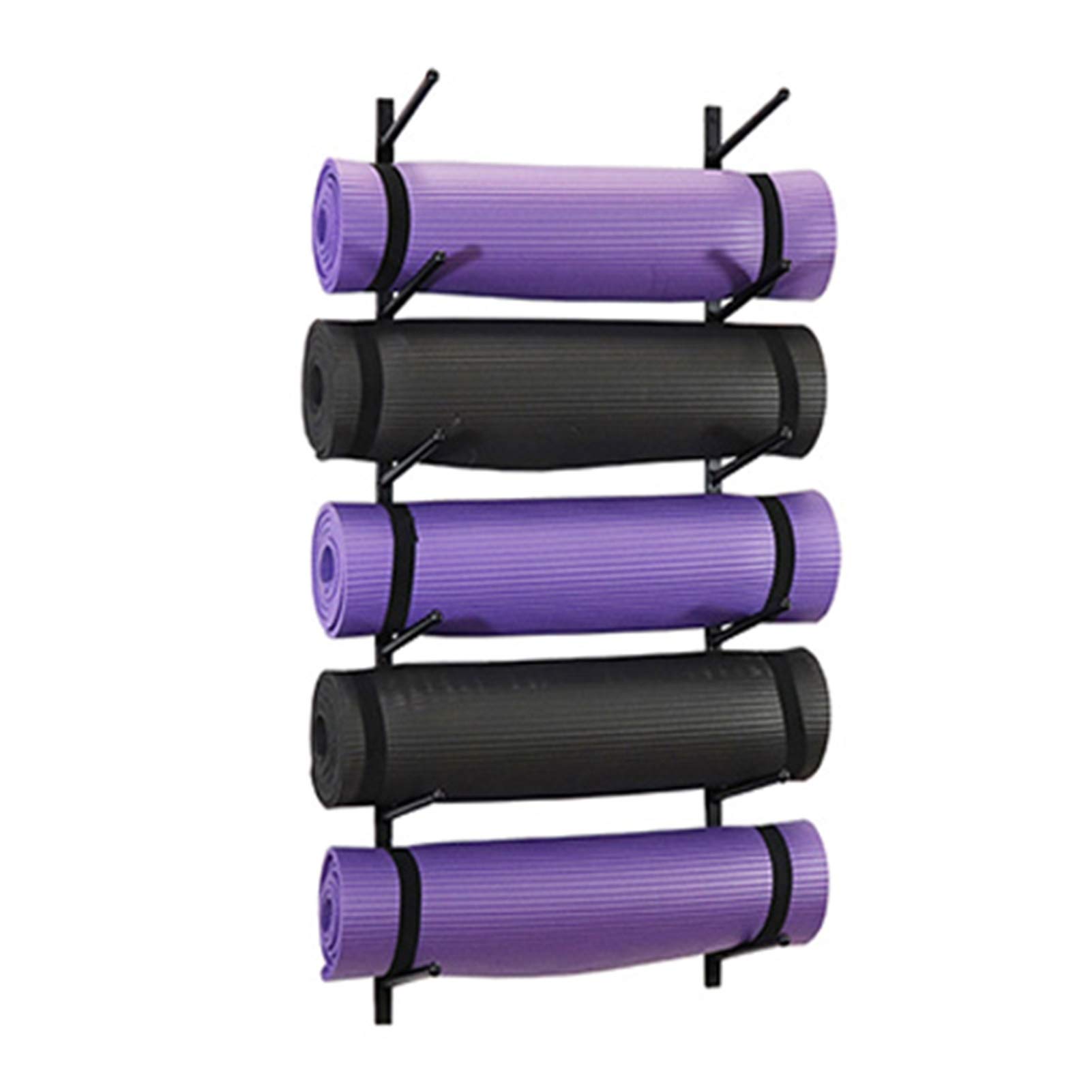 Almacenamiento para esterilla de yoga, estante organizador de gimnasio en casa, soporte de almacenamiento para sala de entrenamiento montado en la pared de capa de metal, para almacenar esterillas d