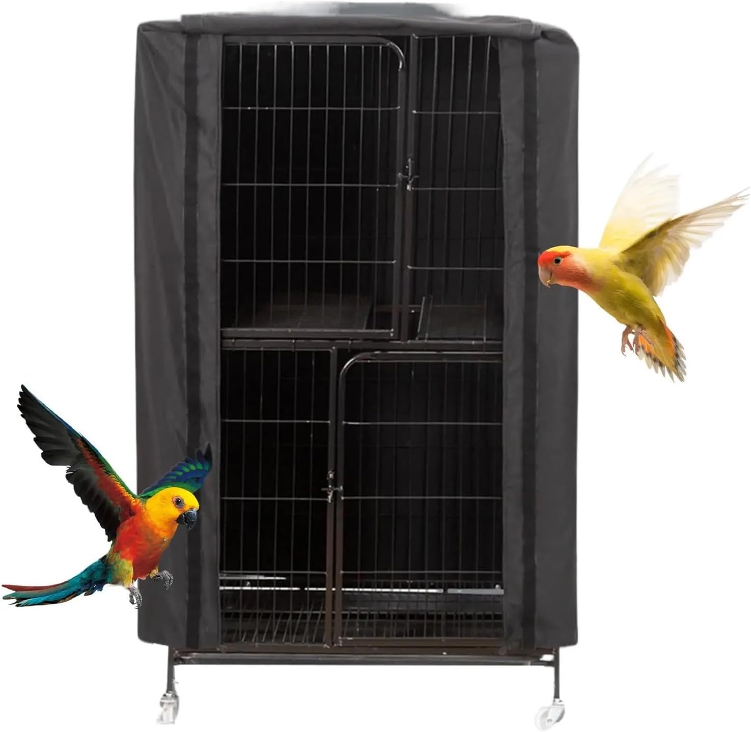 Bird Cage Cover Breathable Blackout Bird Cage Cover Washable Waterproof Nighttime for Sleep, Parrot Cockatiel Parakeet(48x48x102cm)