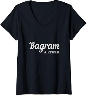 Womens Bagram Air Base Airfield Afghanistan Military Veteran AFG V-Neck T-Shirt